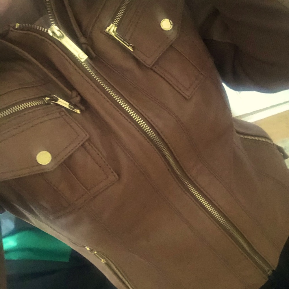 Michael Kors Tan Leather Jacket.